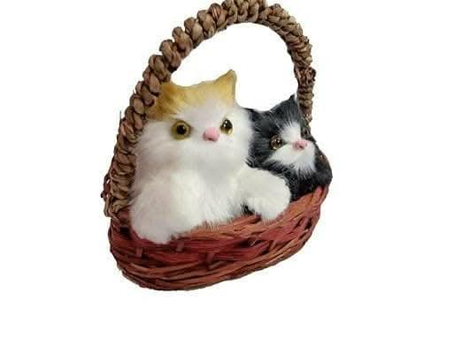 Cute cat Doll in Basket Two Soft Cats for Kids - HalfPe