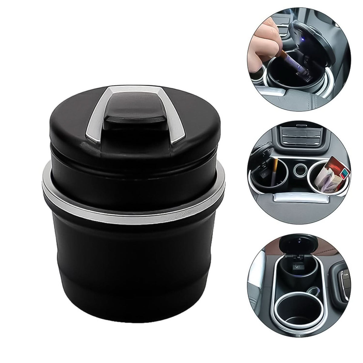 Portable Car Ashtray With Lid And Blue Led Light (1 Pc With Color Box) HP DD