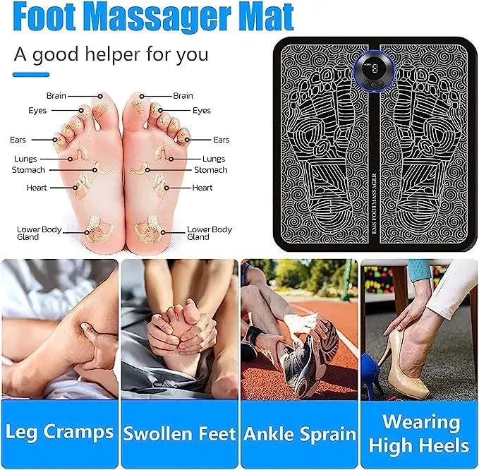 Ems Foot Massager Electric Feet Massager Deep Kneading Circulation Foot Booster For Feet And Legs Muscle Stimulator Folding Portable Electric Massage Machine HP DD