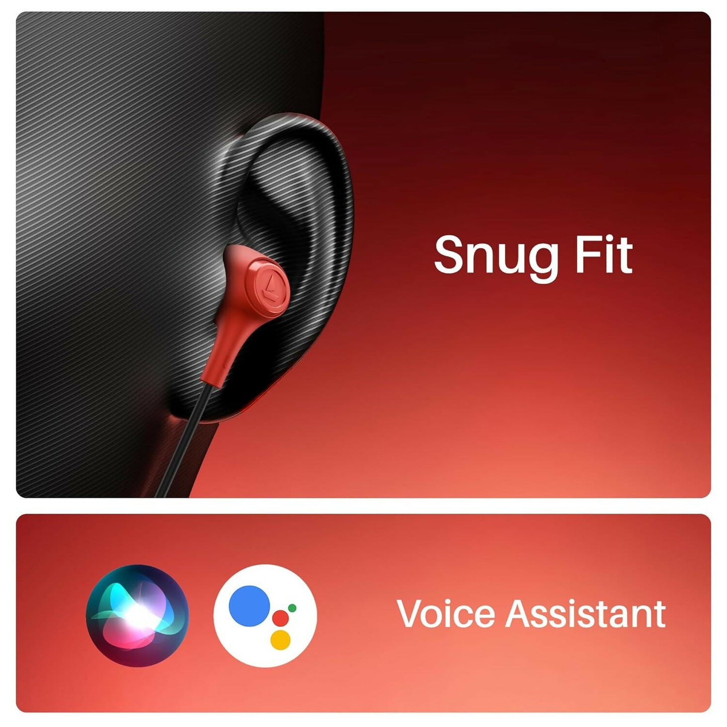 boAt BassHeads 95 with Wired Earphones, 120cm Cable & 3.5mm Jack(Raging Red)