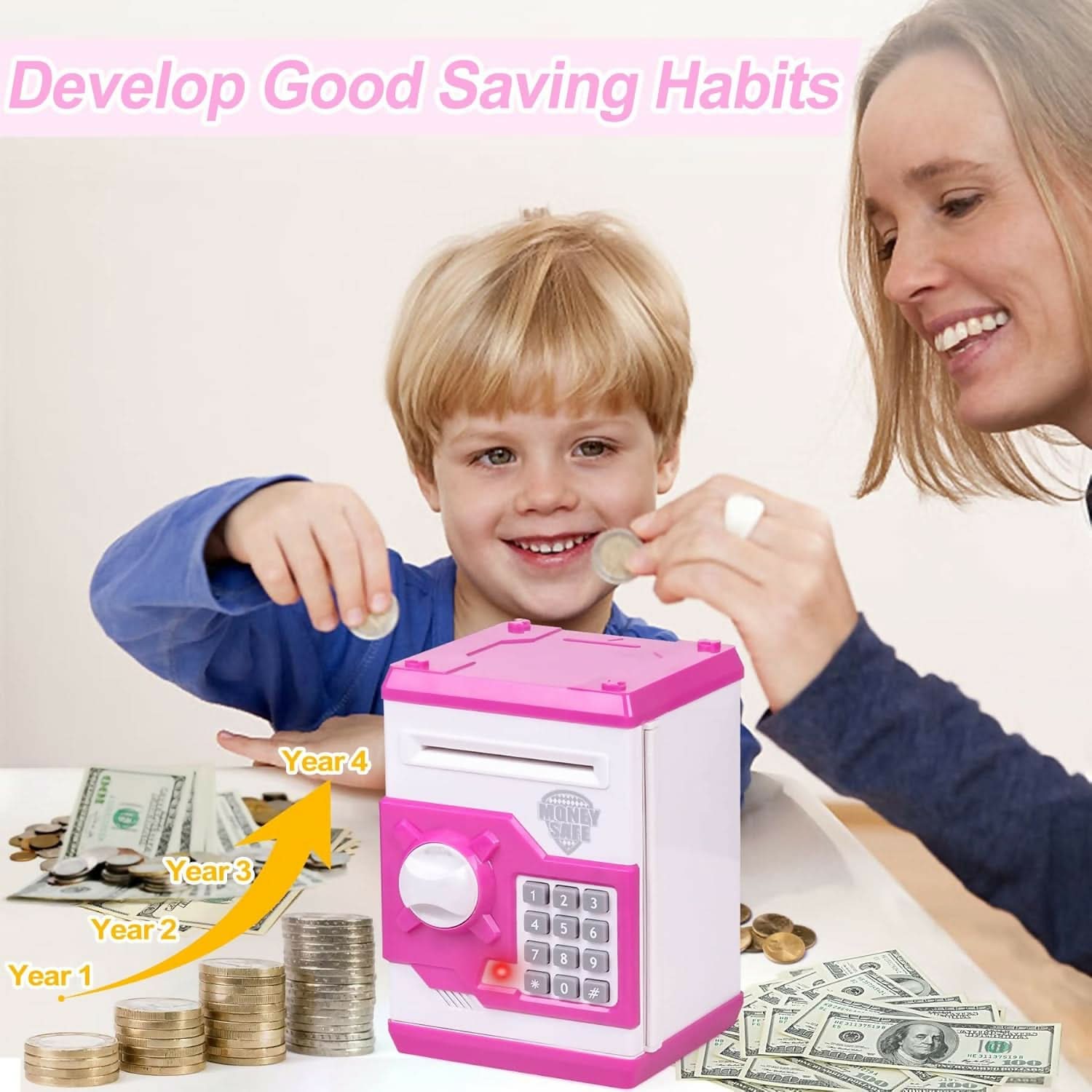 New Generation Savings Bank3 for kids(pink & white) Hayagreeva Enterprises