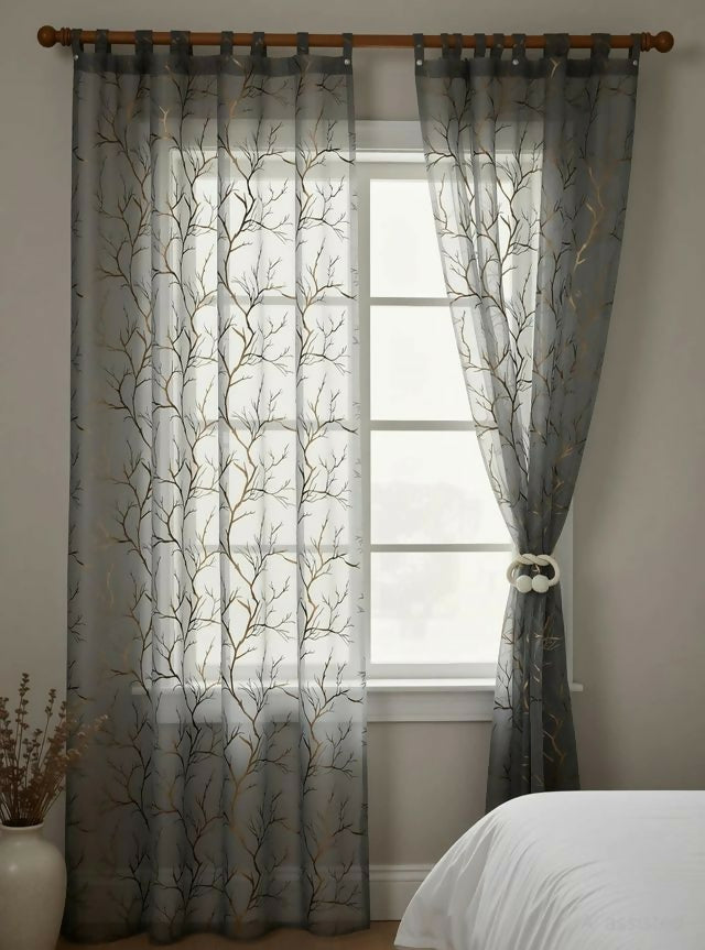 Shree Decor Sheer Transparent Net Curtain – Design 4 (900 Series) | 5FT | Lightweight Decorative for Door, Window & Pooja Room