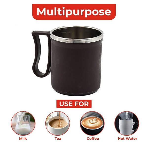 Stainless Steel Coffee Mug with Lid and Handle Plastic Cover 200ml (Random Color) ABHI Mobiles