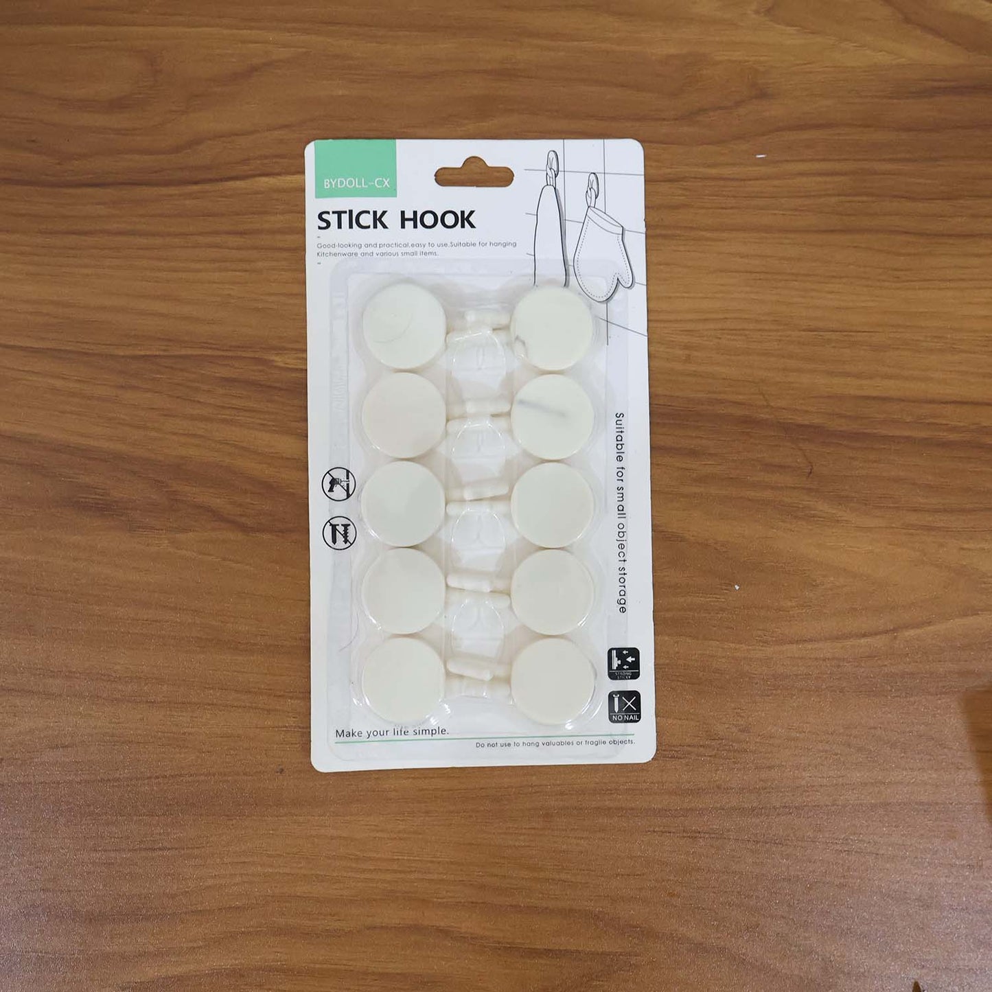 Self Adhesive Round Wall Hooks (10 Pc) HP DD