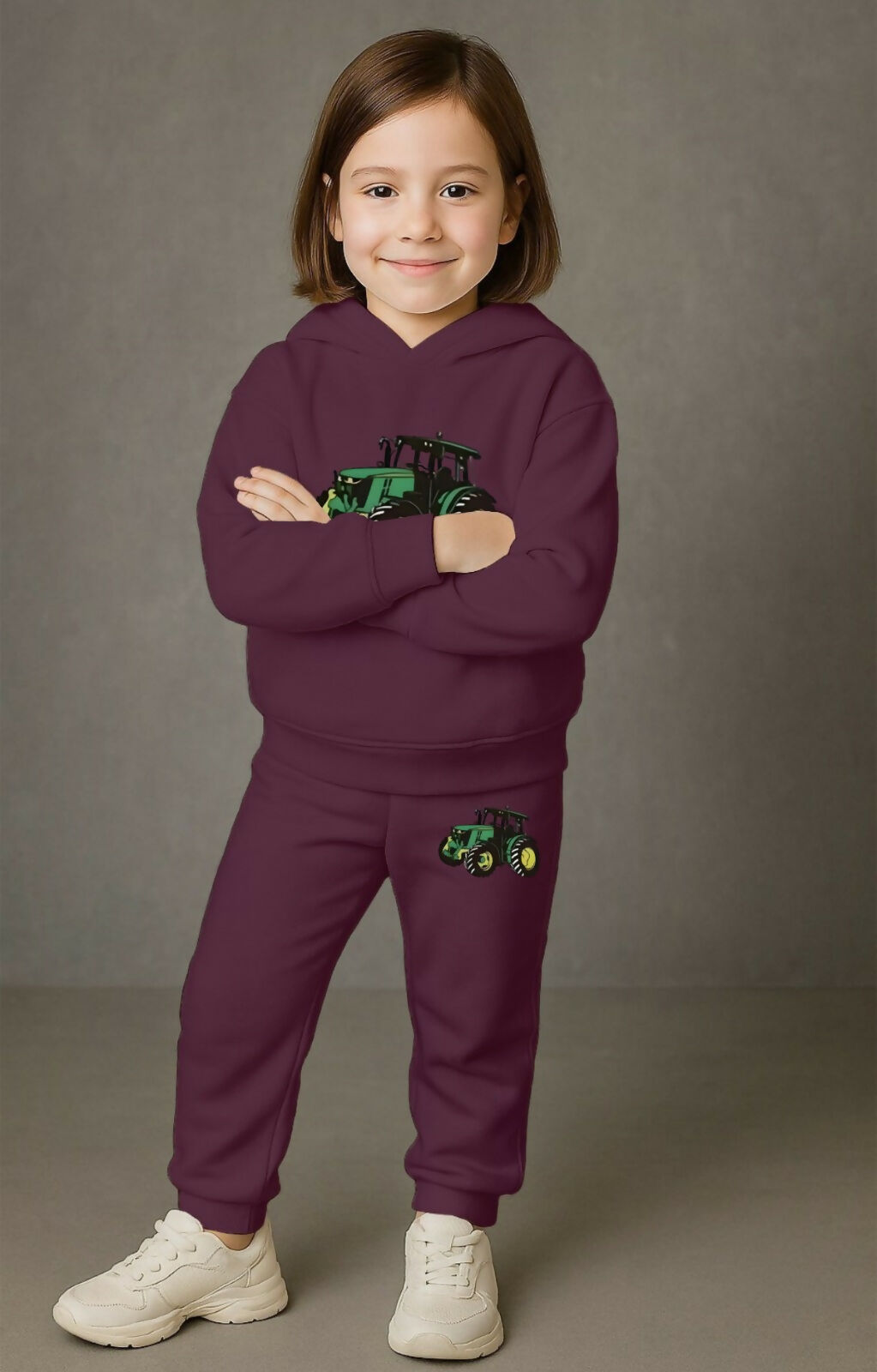 Premium Kids' Maroon Winter Fleece Hoodie and Joggers Set – Cute Graphic Printed Sweatshirt & Track Pants Luck Fashion