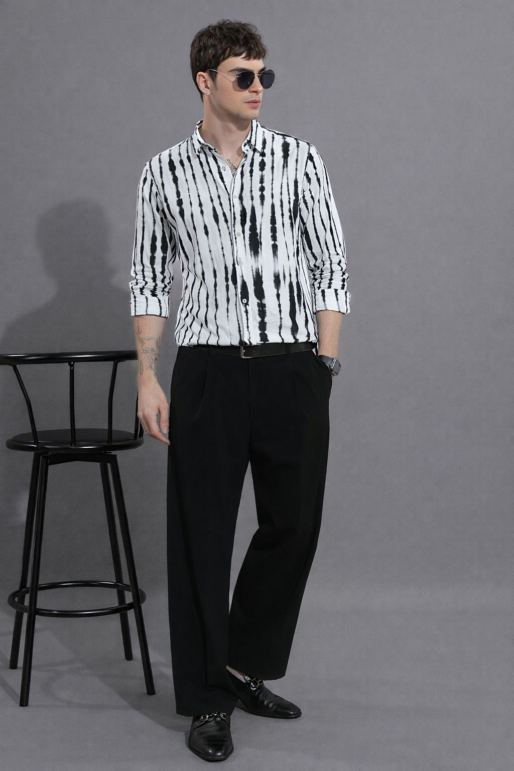 Henshika Men Printed Casual Full Sleeve Shirt – Peddi Allover – White - View 5