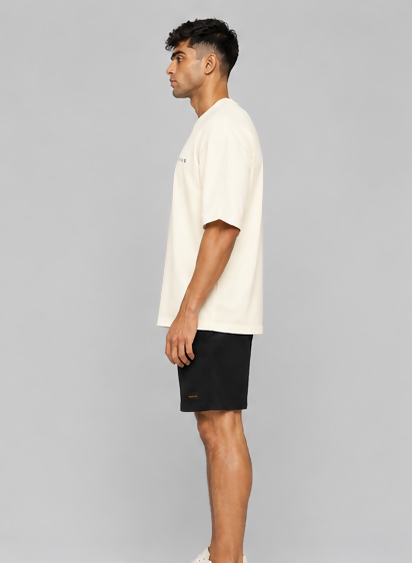 HUSTLE Essentials Men's Crew Neck Oversized Tees - Cream