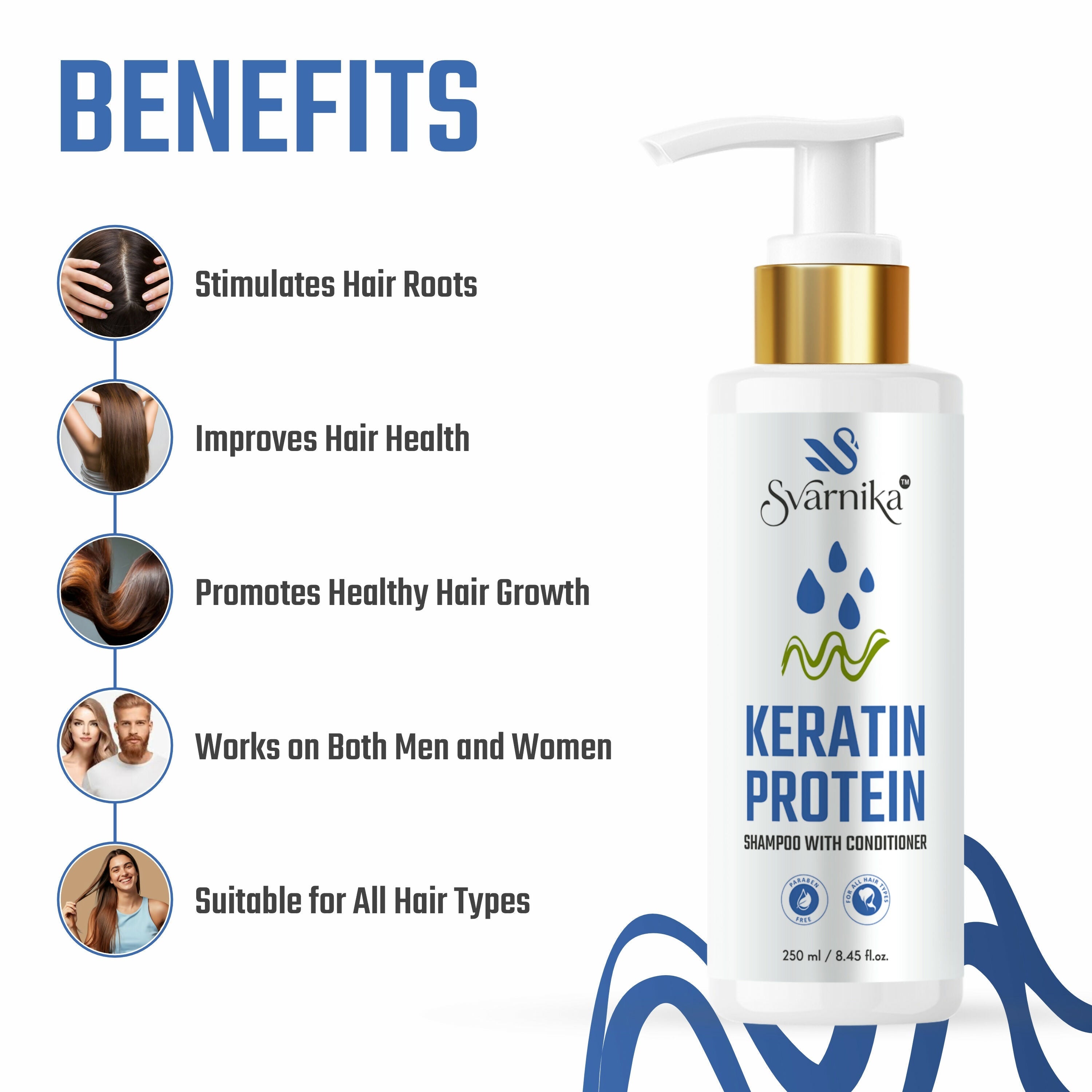 SVARNIKA Keratin Protein Shampoo and Conditioner for Hair (250 ml) Svarnika