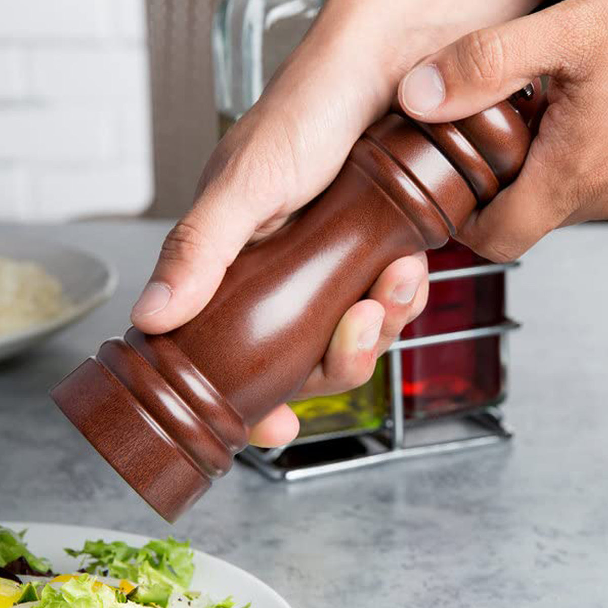 Wood Pepper Grinder for Your Kitchen & Grinding Salt Refillable, Salt Shakers with Adjustable Ceramic Rotor (1 Pc)