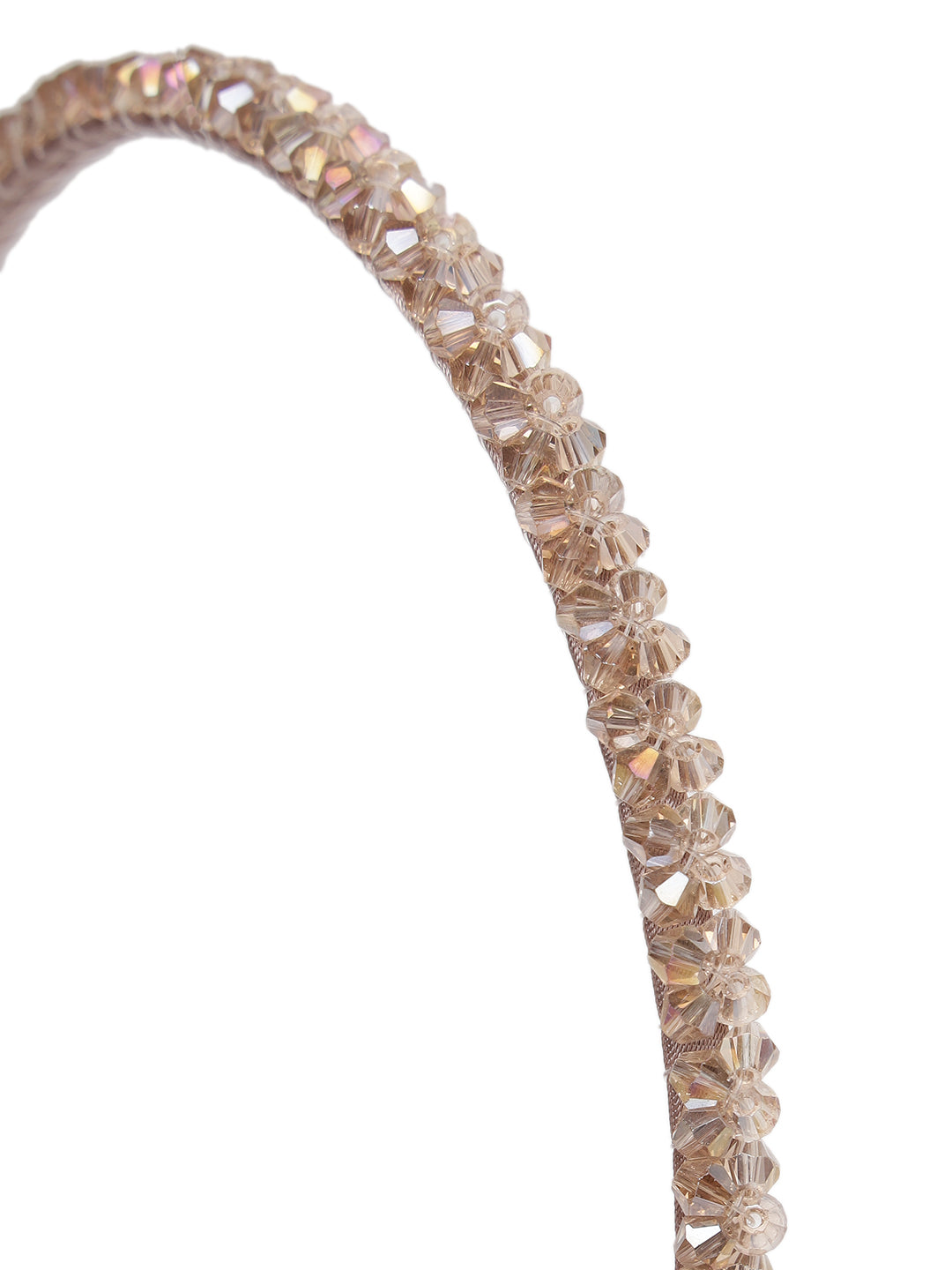 White & Gold-Toned Crystal Beaded Hairband