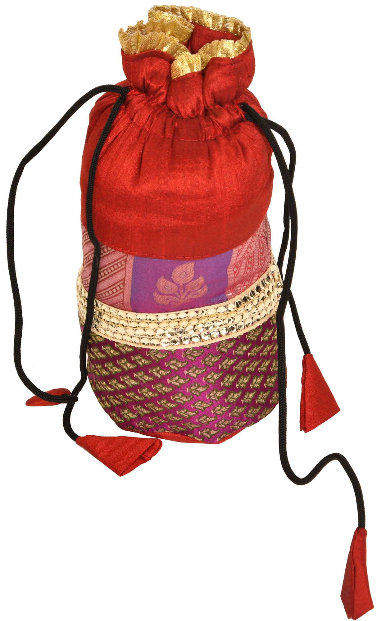 Exotic India Bracelet Bag with Brocade Weave and Beadwork