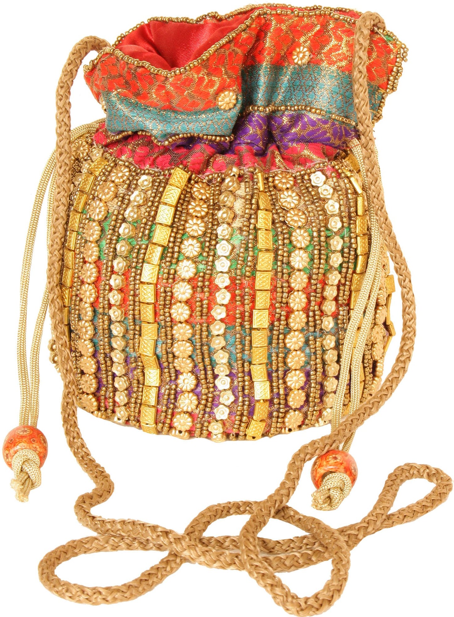 Exotic India Clutch Bag with Densely Embroidered Pearls and Beads