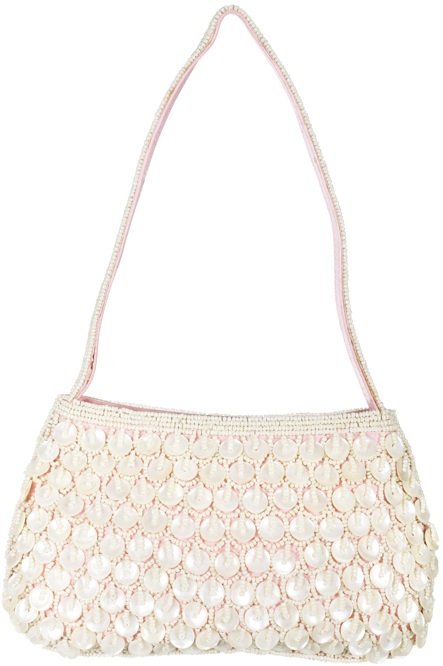 Exotic India Handbag with Dense Beadwork and Faux Pearls