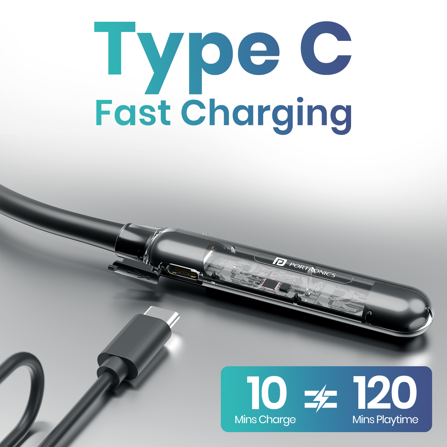 Portronics Harmonics Y3 in Ear Bluetooth Neckband with Upto 40 Hours Playtime & in Line HD Mic, Dual Pairing, Gaming/Music Mode, Low Latency, Bluetooth Version 5.4V, Type C Fast Charging(Black)