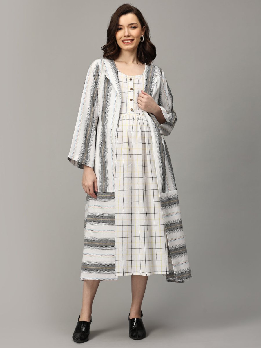 Stormy Sky Stripe Maternity and Nursing Shacket Dress - DRS-SK-STMSK-S