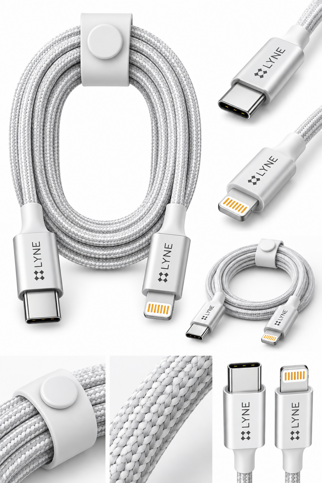 LYNE Flexy 65i Startup-34 30W USB-C to Lightning Fast Charging Cable – 1 Metre, White
