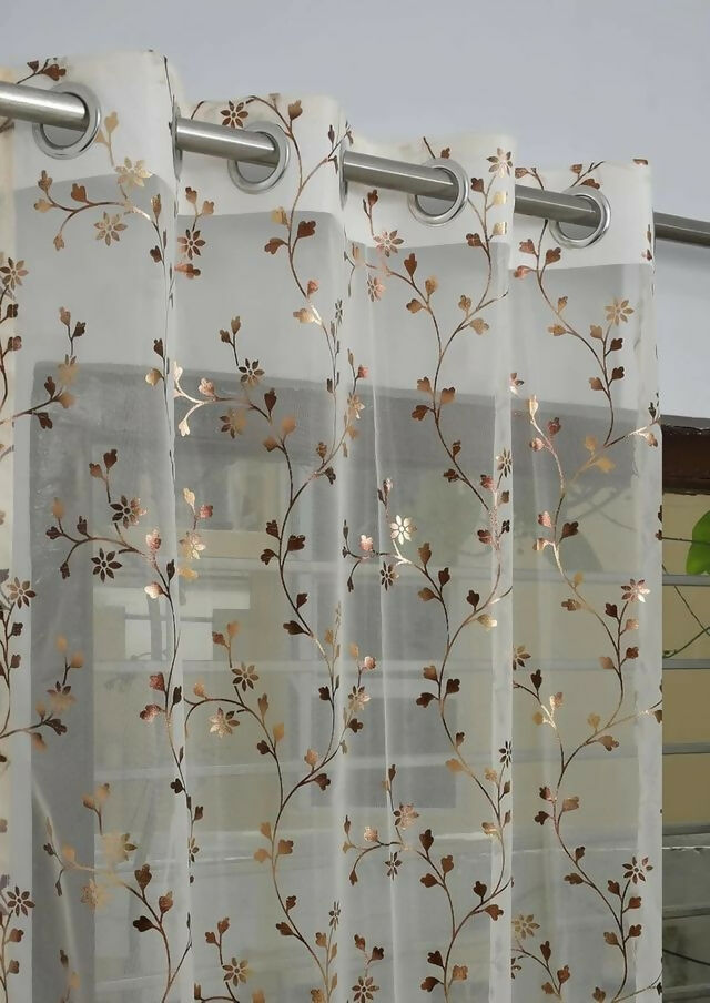 Shree Decor Sheer Transparent Net Curtain – Design 3 (700 Series) | 9FT | Lightweight Decorative for Door, Window & Pooja Room