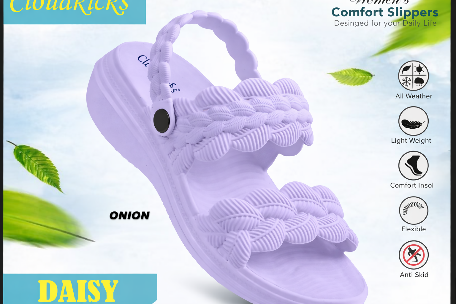 Cloudkicks Womens Daisy Comfort Slippers Lightweight Anti Skid Daily Wear Footwear AGARWAL ENTEPRISES