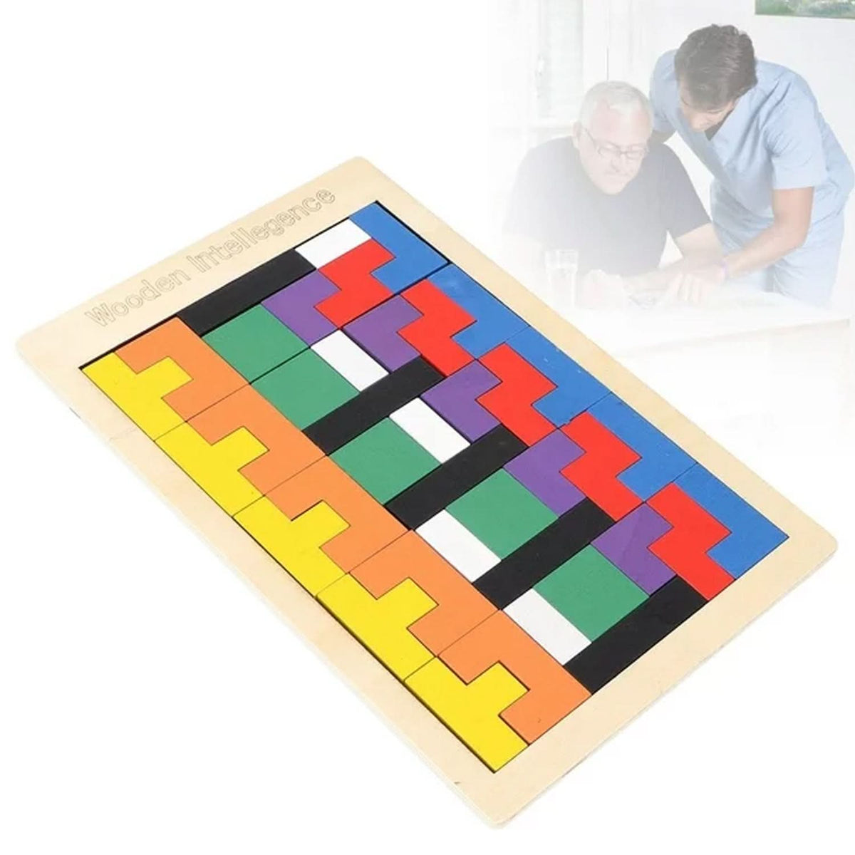 Wooden Russian Block Puzzle โ Educational Toy for Kidsโ Brain Development & Early Learning HP DD