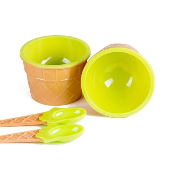 Ice-cream Waffle Spoon Bowel Cup Set Premium Ice Cream Set Ice-cream Bowel With Spoon 2pc Couple Bowl Set