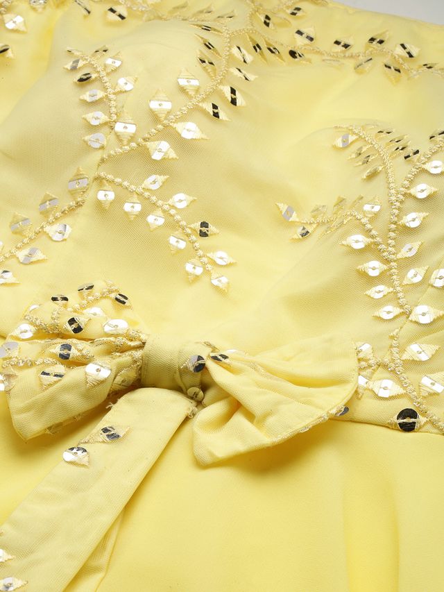 Bollywood Vogue Ready To Wear Yellow Embroidered Gown