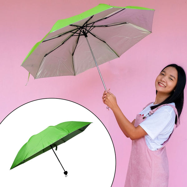 Portable 3-Fold Umbrella Solid UV Protection & Rain Shield for Men & Women
