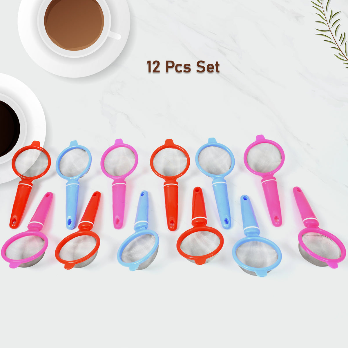 Plastic Multipurpose Tea and Coffee Strainer Kitchen Plastic Strainer Sieve / Chai Chalni / Tea chalni / Juicer Chalani (Pack of 12 Pcs)