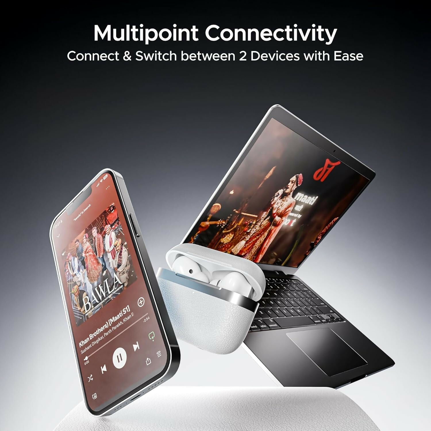 boAt Airdopes 111v2, Leather Finish ,Stream Ad Free Music via App Support,Bluetooth TWS in Ear Earbuds Wireless Earphones with mic (Multi color) Halfpe Deals
