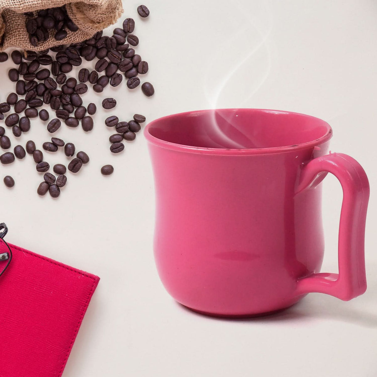 Premium Plastic Coffee Tea Cups Mug With Handle (1 Pc With Color Box Mix Color) HP DD