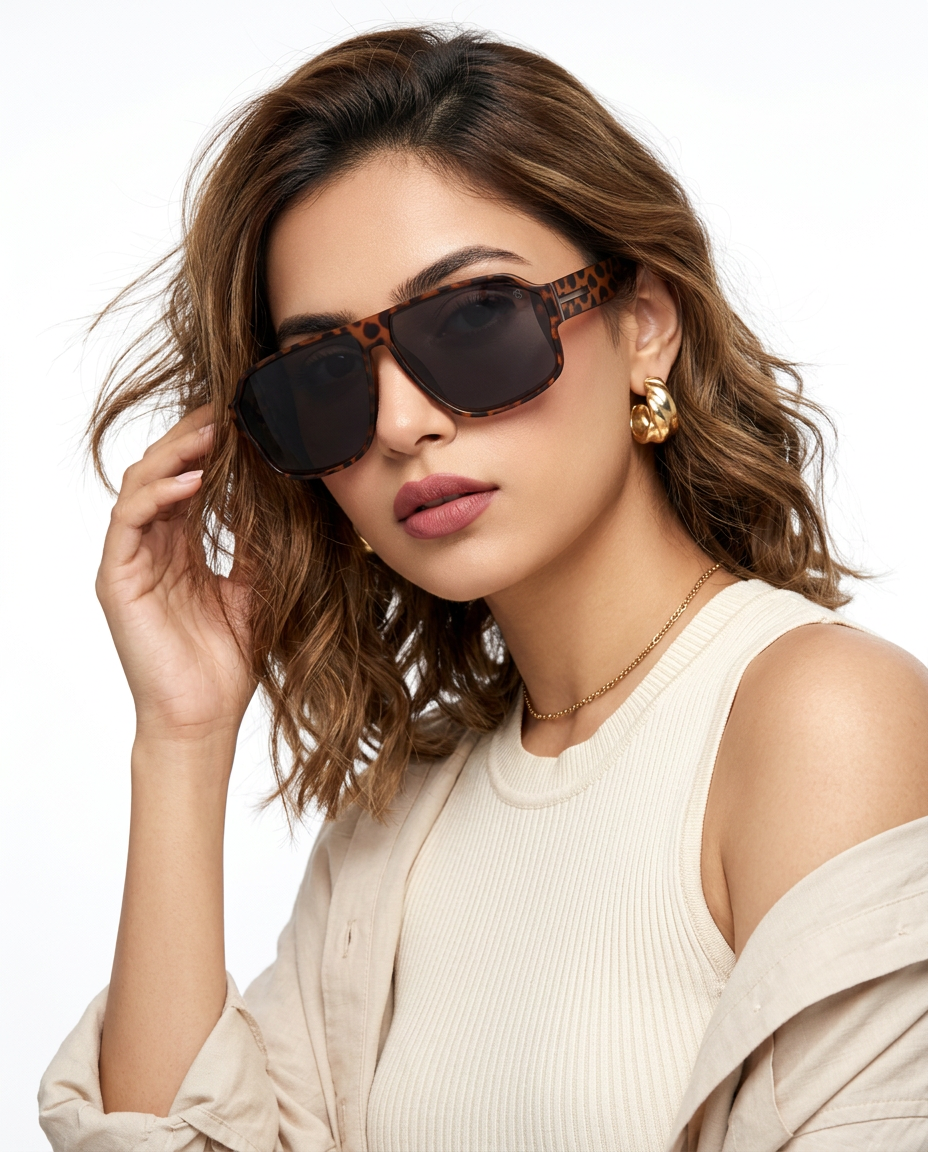 Eyejack Demi Brown Wayfarer Sunglasses for Men and Women - Style 1207 - worn by a male model (image 1)