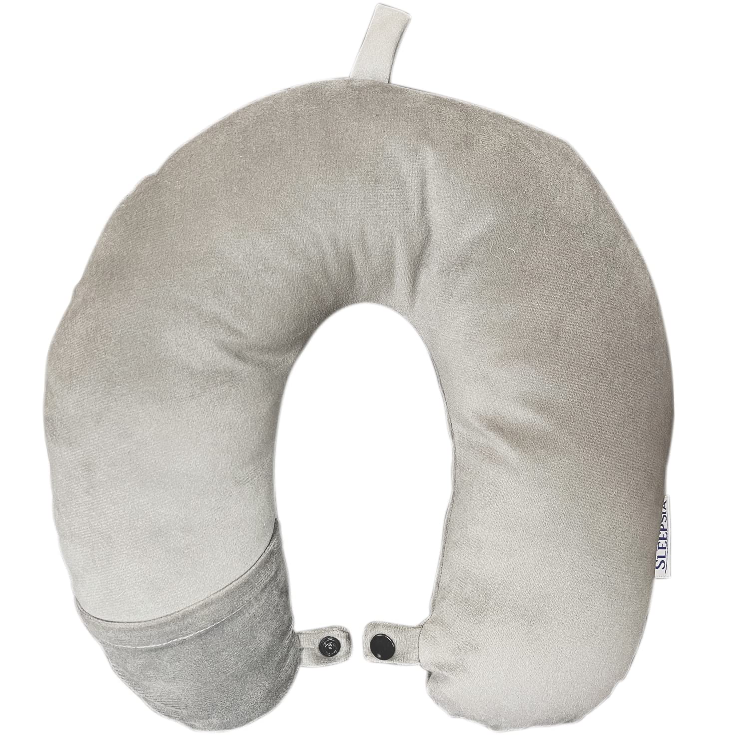 Sleepsia Velvet Microfiber Neck Travel Pillow (Grey, Pack of 1)