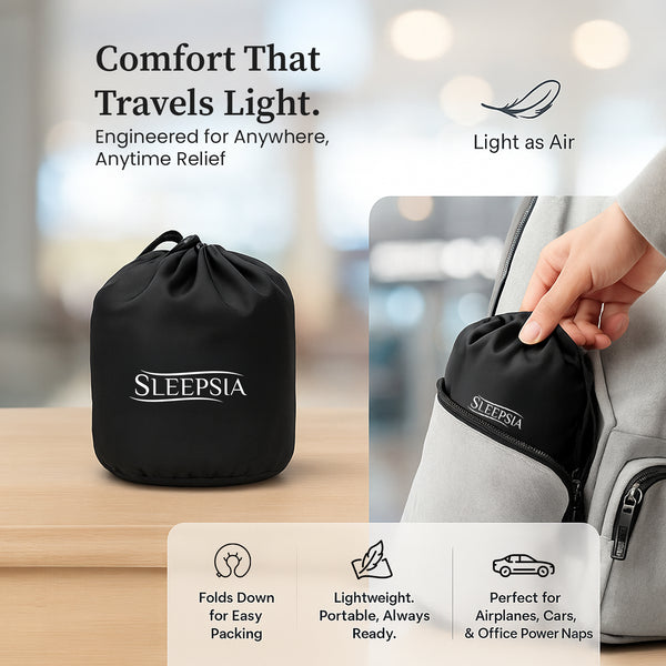 Sleepsia Ultimate Home & Travel Memory Foam Neck Pillow - Snoozing Neck Support Travel Pillow (Grey/Blue)