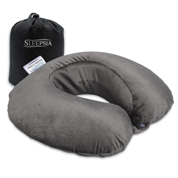Sleepsia Velvet Memory Foam Neck Travel Pillow (Grey, Pack of 1)