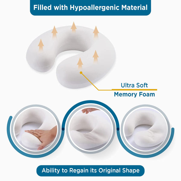 Sleepsia Velvet Memory Foam Neck Travel Pillow (Grey, Pack of 1)