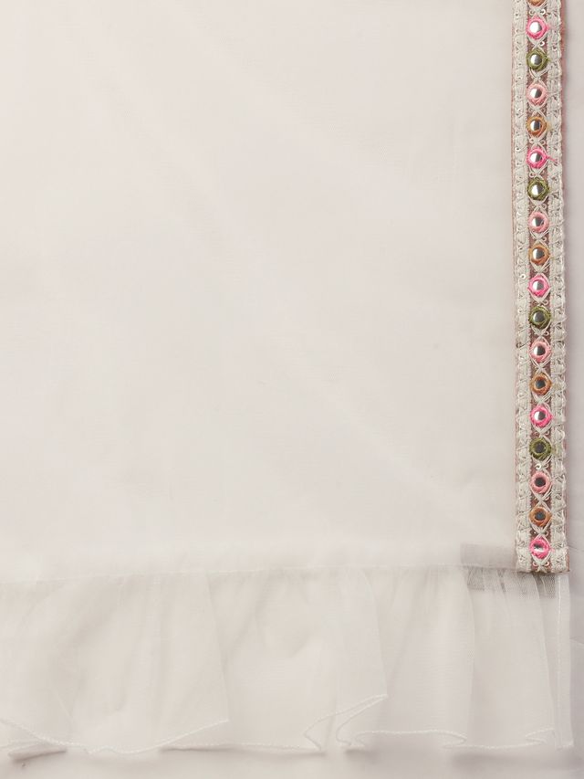 Bollywood Vogue Ready To Wear White Embroidered Organza Lehenga Set
