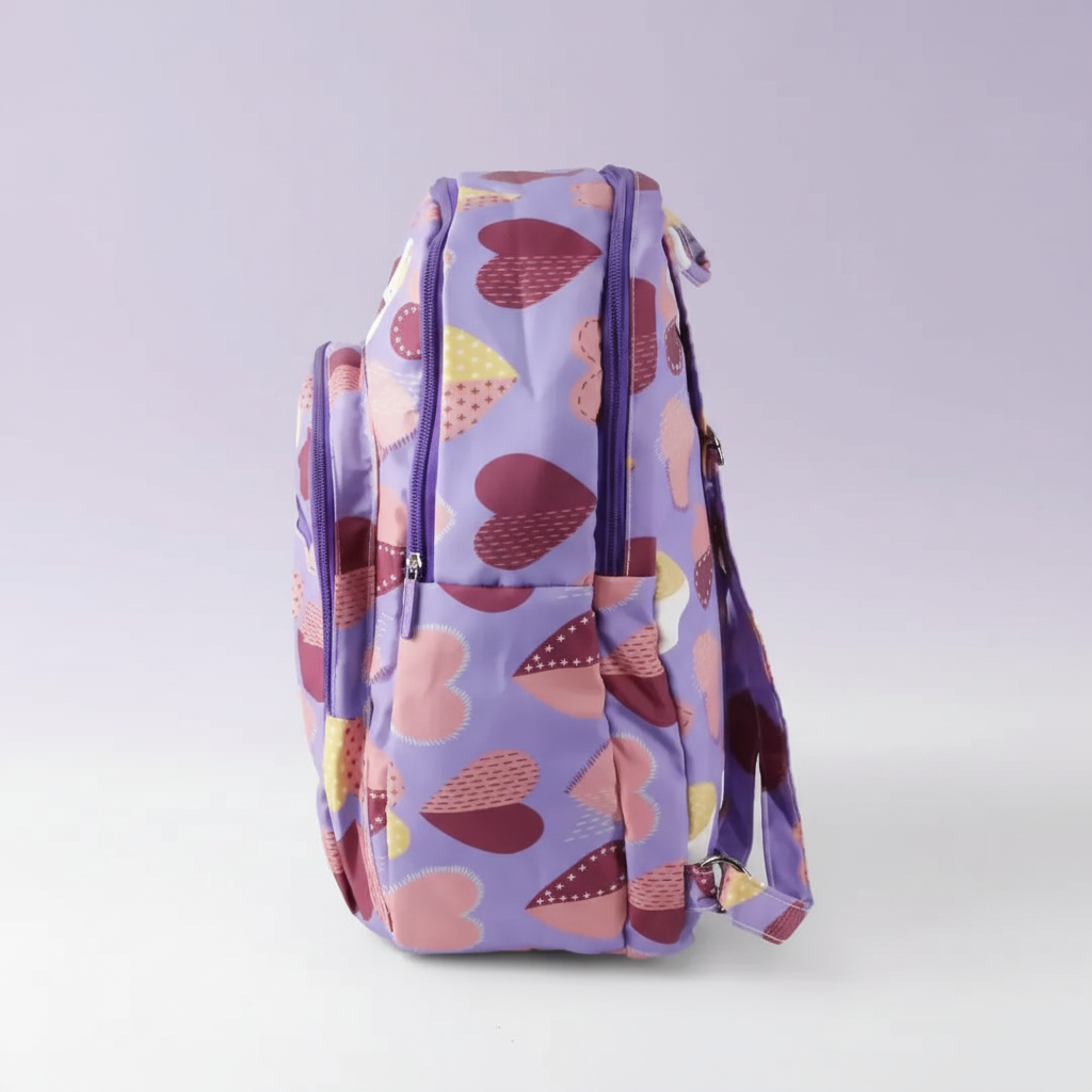 Hearts Printed College Backpack for Girls (Multicolor) SUPER