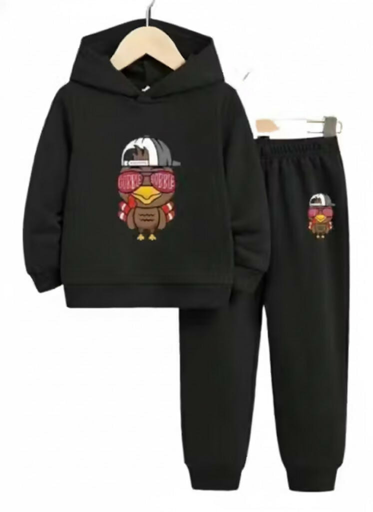 Kids Gobble Gobble Turkey Printed Cotton Blend Hoodie & Jogger Set Luck Fashion