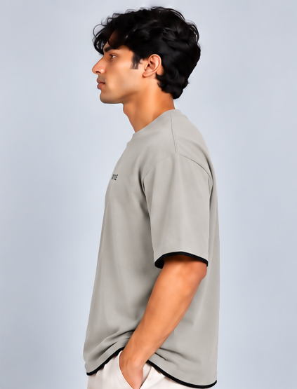 HUSTLE Men's Crew Neck Oversized T-Shirt – Lite Cement