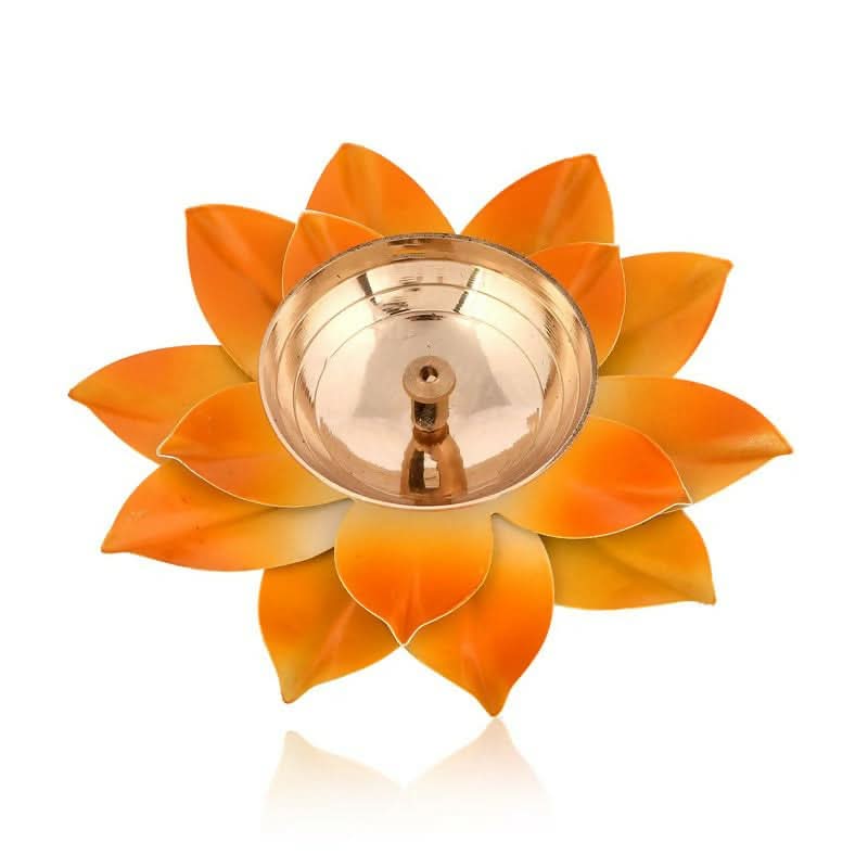 Lotus lamp for Pooja Room Flower Shaped Diyas in Brass Size 5 Inch Hayagreeva Enterprises
