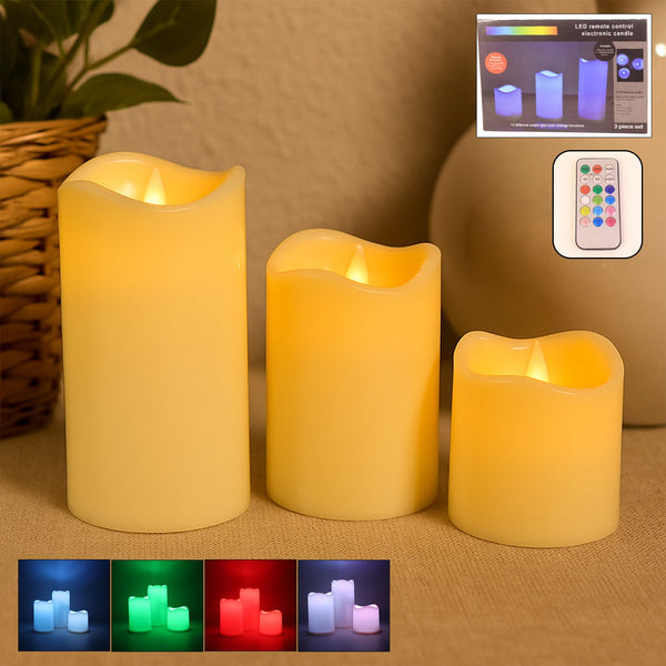 Premium 3 Piece Led Flameless Candle Set With Remote Control HP DD