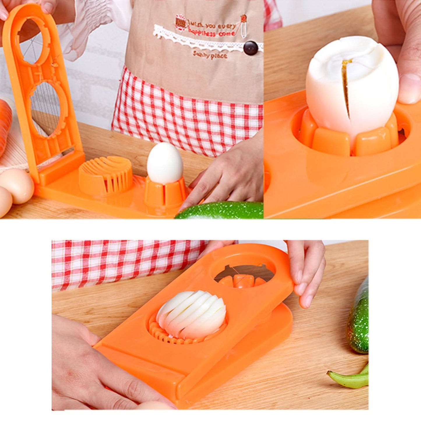 2-in-1 Egg Cutter with Stainless Steel Wire Easy Slicing Tool