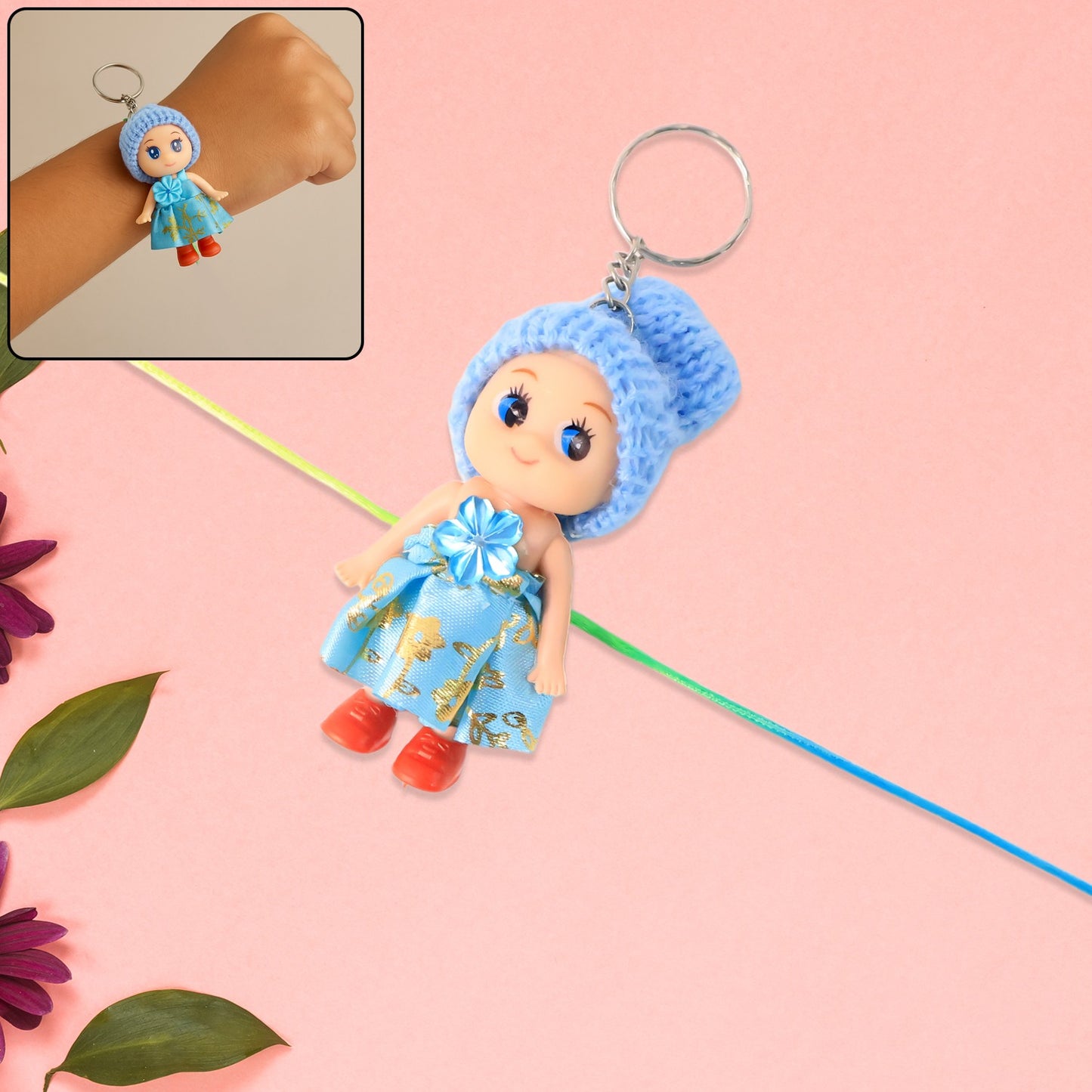 Multifunction Doll Rakhi For Kids Cute Soft Toy Rakhi With Keychain Use Decorative Fancy Rakhi Cum Keyring For Boys Girls