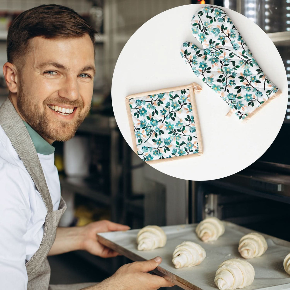 Professional Cotton Oven Mitt Gloves (1pc mix design) HP DD