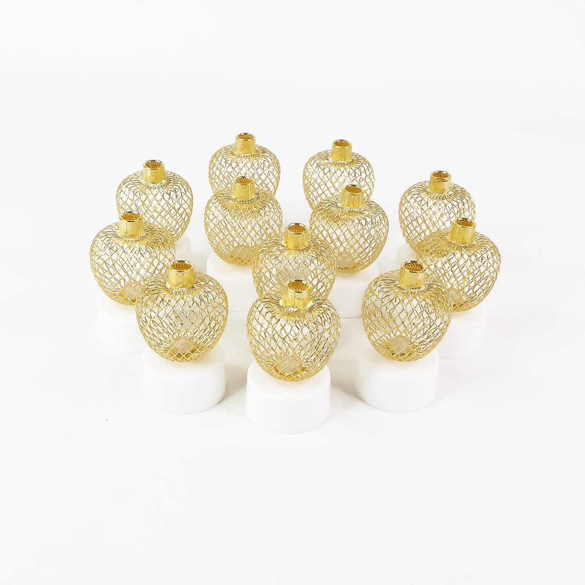 Decorative Apple Shape LED Tealight Candles with Flameless Battery Operated Festive Lights for Home Décor (12 Pc)
