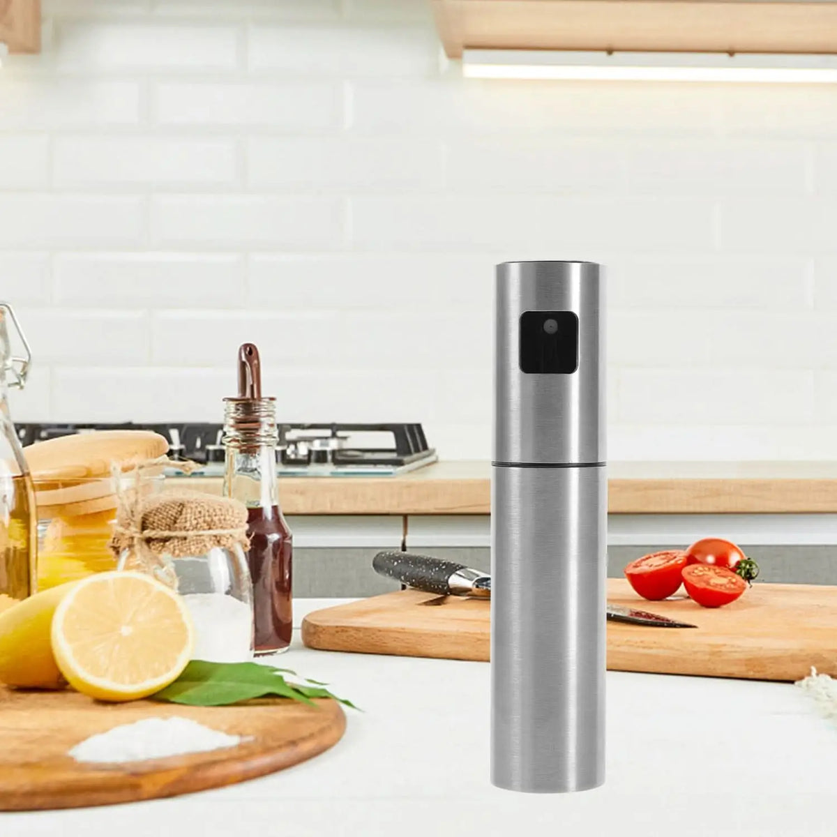 Food Grade Stainless Steel & Glass Oil Spray Bottle – 100ml for Dosa & Cooking HP DD