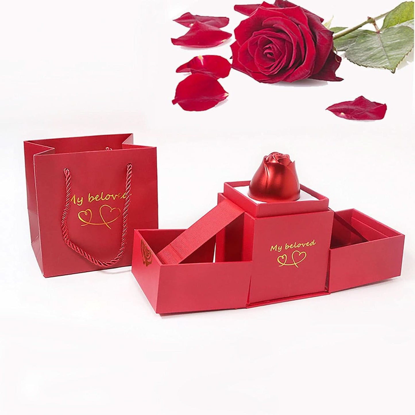 Romantic Jewelry Box with Eternal Rose