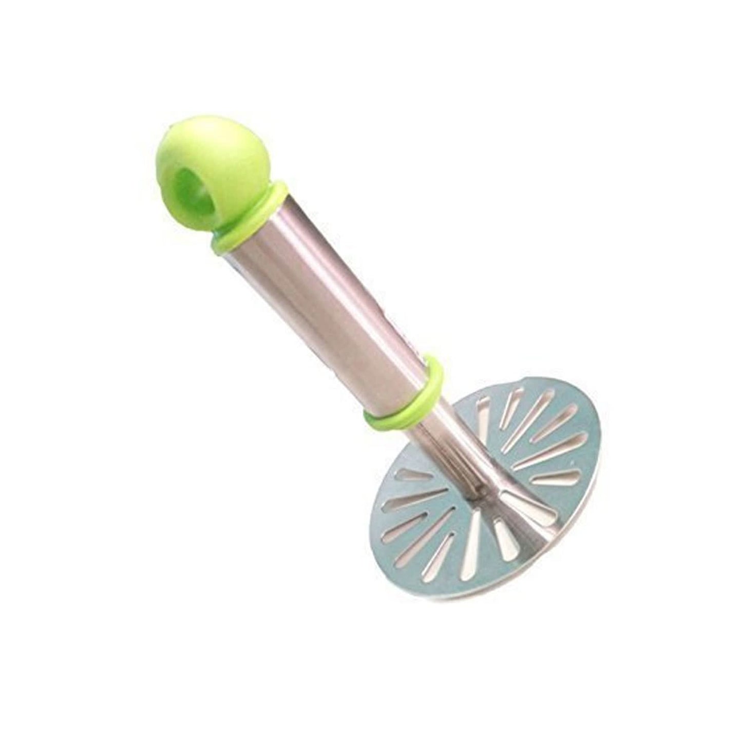 Ganesh Potatopav Bhaji Masher With Plastic Handle Silver Plastic - Oval Pav Masher Potato 1-piece Smasher Handle Multicolor