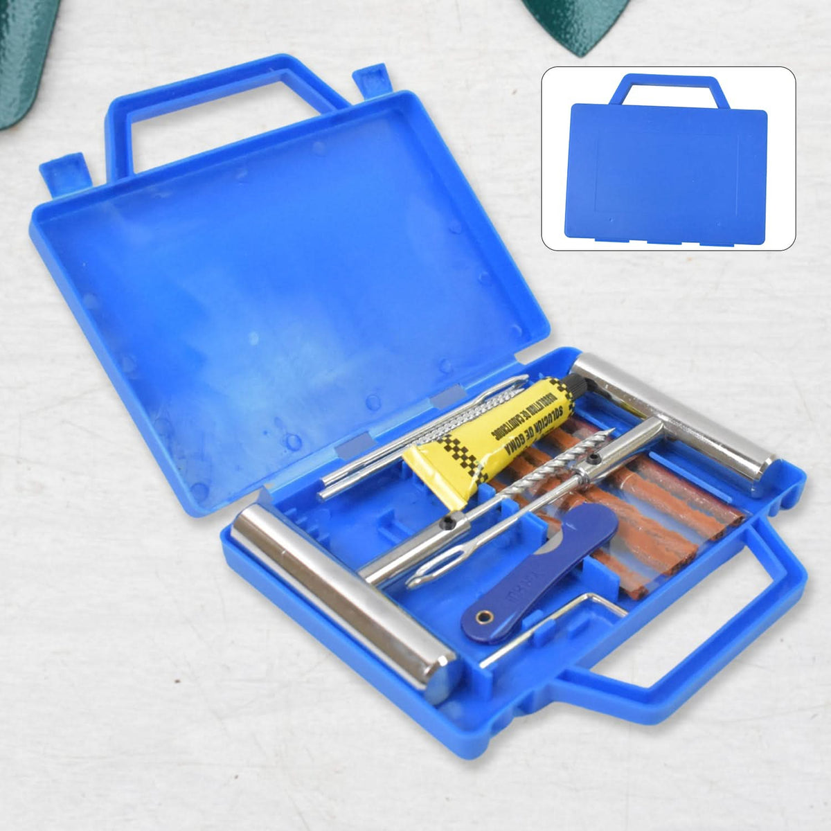 Portable Tire Repair Kit Tyre Repairing Tool Set With Box (13 Pcs Set) HP DD