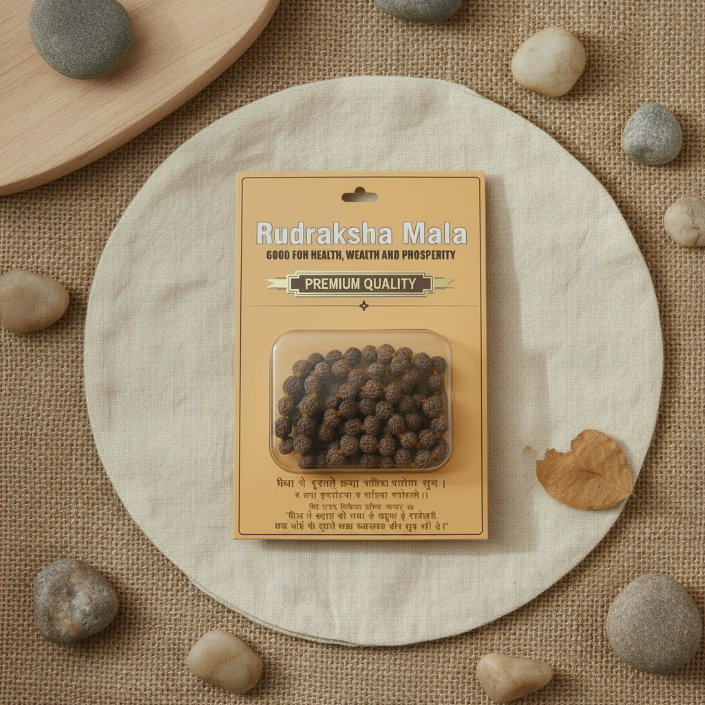 Natural Light Brown Rudraksha Mala – Prayer Beads for Meditation, Peace & Spiritual Protection