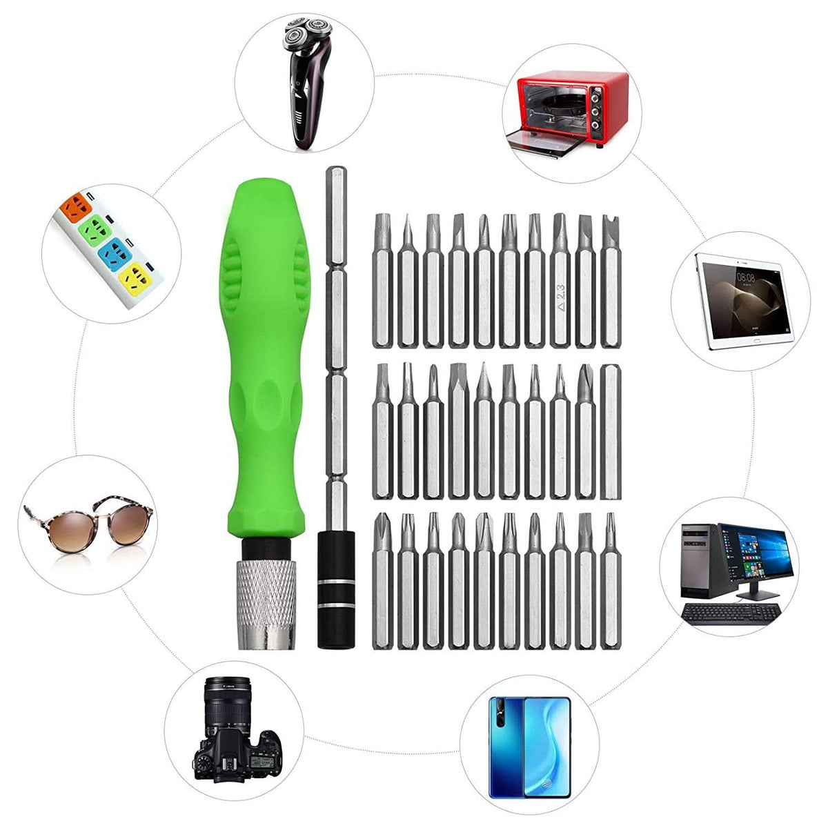 Mini Screwdriver Bit Set with Magnetic Extension Rod HP DD